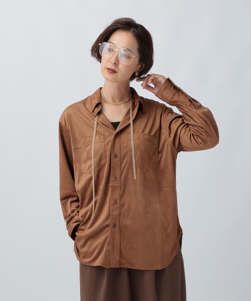 極美品　Theory luxe 長袖シャツブラウス ブラウンベージュ　M セール】スエード長袖シャツ 582305（シャツ/ブラウス）｜LEPSIM