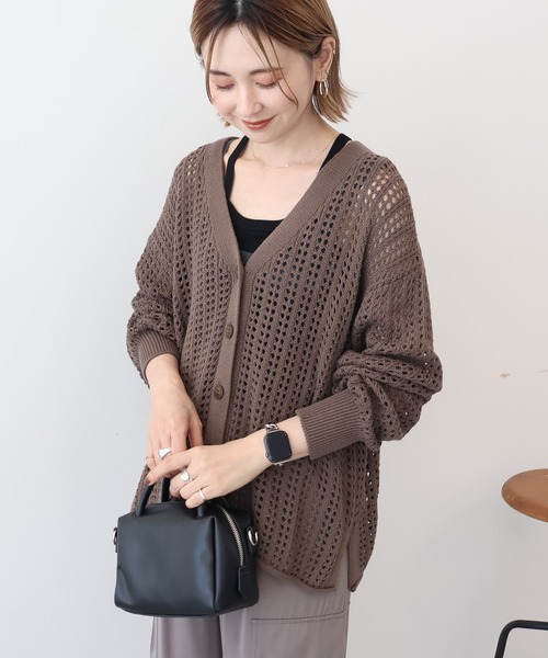 AMERICAN HOLIC(アメリカンホリック)の「メッシュカーディガン(カーディガン/ボレロ・レディース・ベージュ/ネイビー/チャコールグレー・L/M)」の3枚目の写真