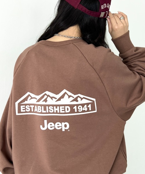 JEEP(ジープ)の「【日本未発売/WEB限定】JEEP(ジープ)/バックプリント プルオーバー スウェット/Back Point Raglan Sweatshirt(スウェット・レディース・ダークグレー/ブラウン/レッド/ブルー・S/M/L/XL)」の1枚目の写真