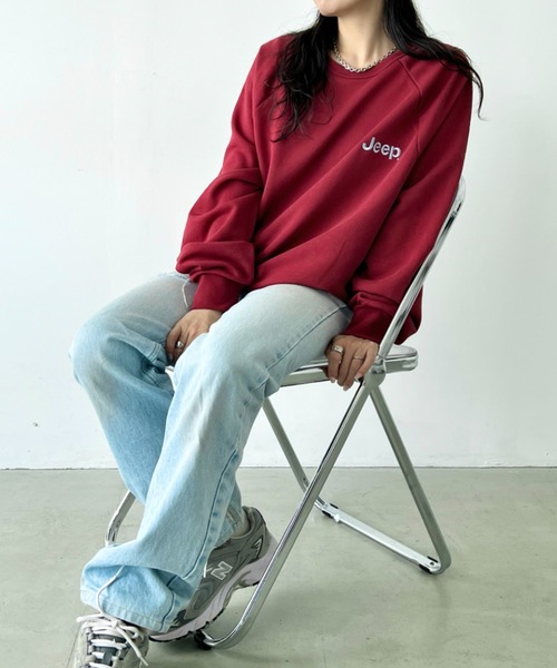 JEEP(ジープ)の「【日本未発売/WEB限定】JEEP(ジープ)/バックプリント プルオーバー スウェット/Back Point Raglan Sweatshirt(スウェット・レディース・ダークグレー/ブラウン/レッド/ブルー・S/M/L/XL)」の15枚目の写真
