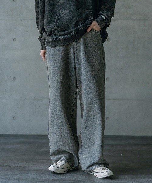 RATTLE TRAP（ラトルトラップ）の「12ozスラブデニム5ポケットワイドストレートパンツ（その他パンツ・メンズ・ブルー/ブラック・L/M）」の2枚目の写真