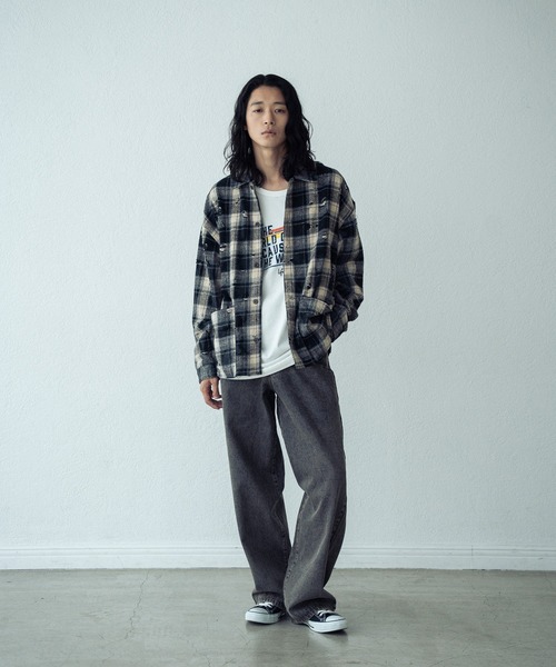 RATTLE TRAP（ラトルトラップ）の「12ozスラブデニム5ポケットワイドストレートパンツ（その他パンツ・メンズ・ブルー/ブラック・L/M）」の3枚目の写真