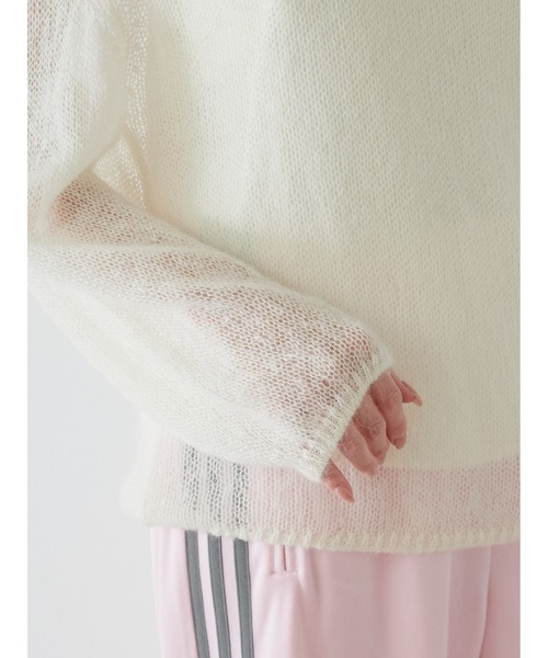 新品】SNIDEL　スナイデル シアーモヘアプルオーバー　ホワイト　アイボリー SNIDEL（スナイデル）の「シアーモヘアプルオーバー（ニット