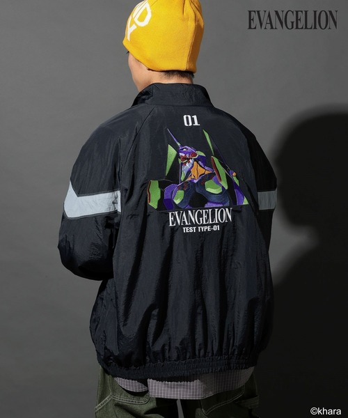 エヴァンゲリオン　ニコアンド　コラボ　刺繍ナイロンブルゾン ブラック　Ｌ niko and（ニコアンド）の「【EVANGELION(エヴァンゲリオン