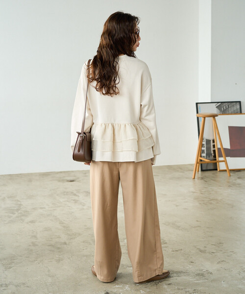 新品未使用タグ付き】Fitmoreオーガンジーフリルレイヤードスウェット