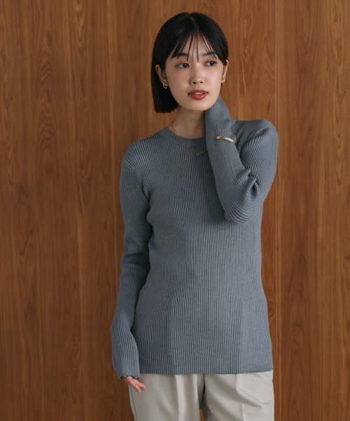 Bou Jeloud(ブージュルード)の「【温度調整素材】ラウンドネックニット(ニット/セーター・レディース・A/ブラック/イエロー/グレー・FREE)」の1枚目の写真