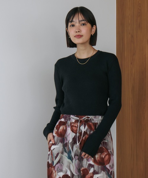Bou Jeloud(ブージュルード)の「【温度調整素材】ラウンドネックニット(ニット/セーター・レディース・A/ブラック/イエロー/グレー・FREE)」の5枚目の写真