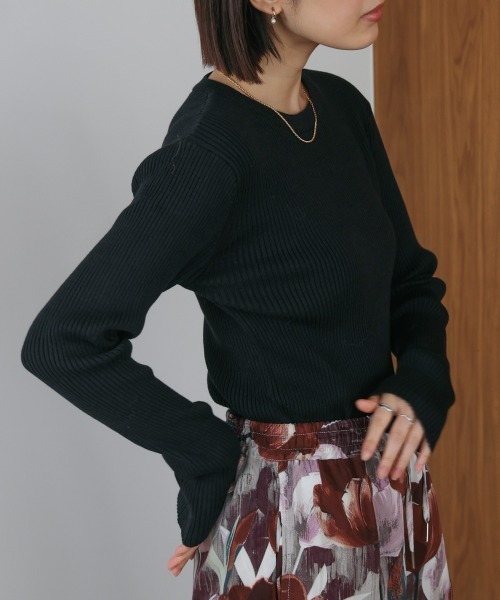Bou Jeloud(ブージュルード)の「【温度調整素材】ラウンドネックニット(ニット/セーター・レディース・A/ブラック/イエロー/グレー・FREE)」の8枚目の写真