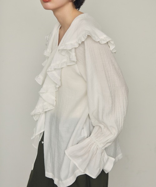 ラッフルカラーフリル2wayブラウス（シャツ/ブラウス）｜Trish