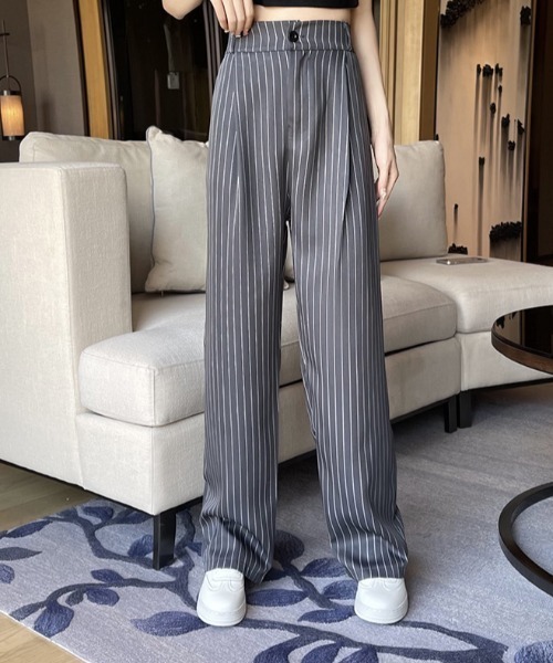 cammie(キャミー)の「ピンストライプタックパンツ(その他パンツ・レディース・グレー/ブラック・L/M)」の10枚目の写真
