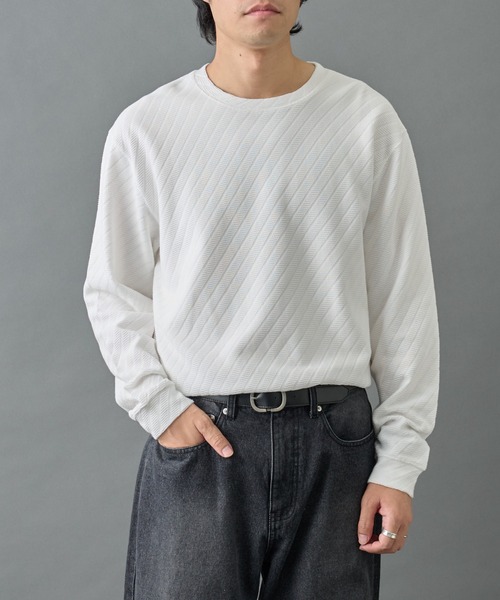 COLONY 2139（コロニートゥーワンスリーナイン）の「ジャガードロンＴ（Tシャツ/カットソー・メンズ・ホワイト/カーキ/ブラック・LARGE/MEDIUM）」の6枚目の写真