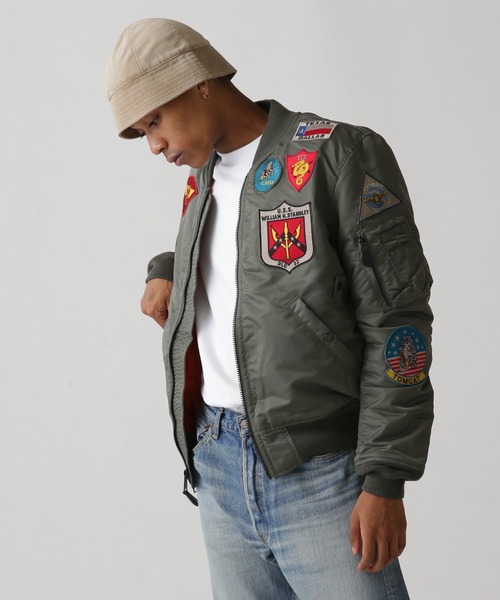 AVIREX ファー襟付きMA-1ジャケット オリーブグリーン【913】 オリーブ