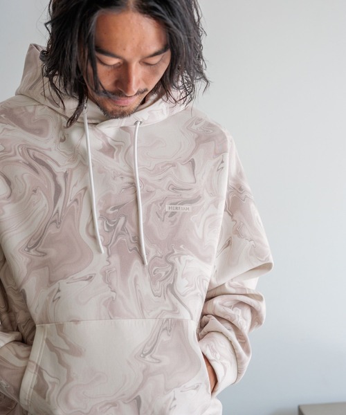 HEREIAM（ヘレイアム）の「【HEREIAM MEN】マーブルフーディー（パーカー・メンズ・グレー系/ブラウン系・MEDIUM/LARGE）」の9枚目の写真