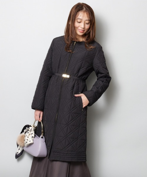 キルティング中綿ミドルコート（ダウンジャケット/コート