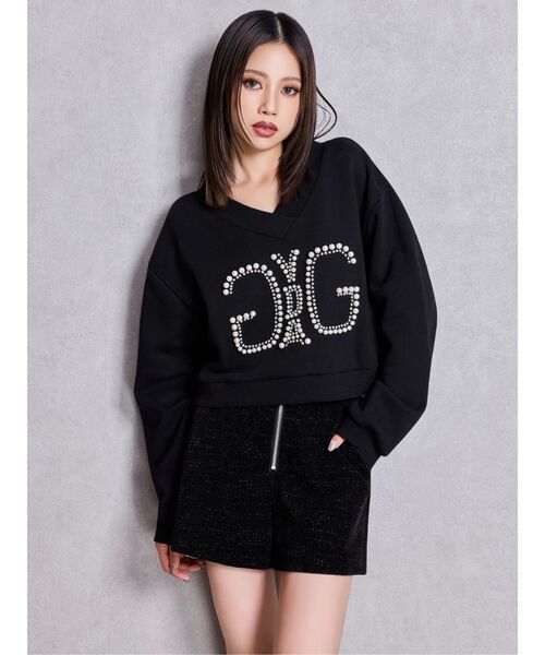 GYDA ジェイダ Symmetry GYDA MIX bijouトップス セール】Symmetry GYDA MIX bijouトップス（Tシャツ/カットソー