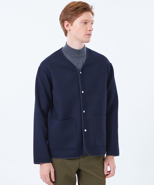 MACKINTOSH PHILOSOPHY(マッキントッシュ フィロソフィー)の「ノーカラージャケット 高密度リバークロス(ノーカラージャケット・メンズ・ダークネイビー/チャコールグレー・40/38)」の4枚目の写真