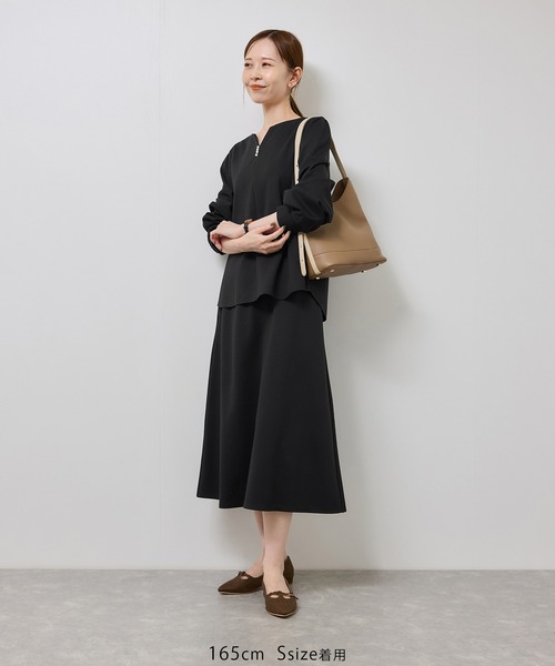 ROPE' PICNIC（ロペピクニック）の「ポンチフレアイージースカート/セットアップ対応（スカート・レディース・ブラック/ブラウン・S/M）」の3枚目の写真