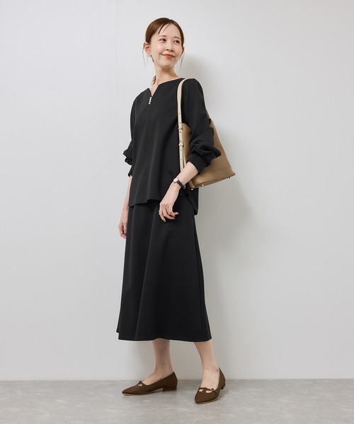 ROPE' PICNIC（ロペピクニック）の「ポンチフレアイージースカート/セットアップ対応（スカート・レディース・ブラック/ブラウン・S/M）」の4枚目の写真