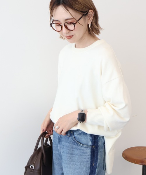 AMERICAN HOLIC（アメリカンホリック）の「【WEB限定】バイパチサイドスリットニットプルオーバー（ニット/セーター・レディース・アイボリー/グレー系その他/ブラック/ブルー・M/L）」の19枚目の写真