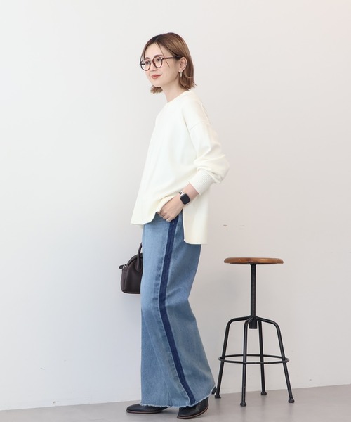 AMERICAN HOLIC（アメリカンホリック）の「【WEB限定】バイパチサイドスリットニットプルオーバー（ニット/セーター・レディース・アイボリー/グレー系その他/ブラック/ブルー・M/L）」の10枚目の写真