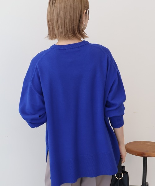 AMERICAN HOLIC（アメリカンホリック）の「【WEB限定】バイパチサイドスリットニットプルオーバー（ニット/セーター・レディース・アイボリー/グレー系その他/ブラック/ブルー・M/L）」の7枚目の写真