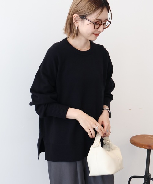 AMERICAN HOLIC（アメリカンホリック）の「【WEB限定】バイパチサイドスリットニットプルオーバー（ニット/セーター・レディース・アイボリー/グレー系その他/ブラック/ブルー・M/L）」の8枚目の写真