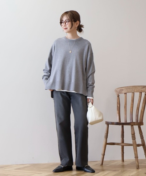 AMERICAN HOLIC（アメリカンホリック）の「【WEB限定】バイパチサイドスリットニットプルオーバー（ニット/セーター・レディース・アイボリー/グレー系その他/ブラック/ブルー・M/L）」の14枚目の写真