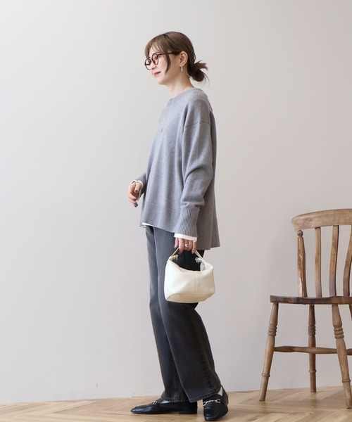 AMERICAN HOLIC（アメリカンホリック）の「【WEB限定】バイパチサイドスリットニットプルオーバー（ニット/セーター・レディース・アイボリー/グレー系その他/ブラック/ブルー・M/L）」の11枚目の写真