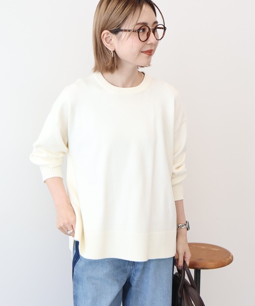 AMERICAN HOLIC（アメリカンホリック）の「【WEB限定】バイパチサイドスリットニットプルオーバー（ニット/セーター・レディース・アイボリー/グレー系その他/ブラック/ブルー・M/L）」の9枚目の写真