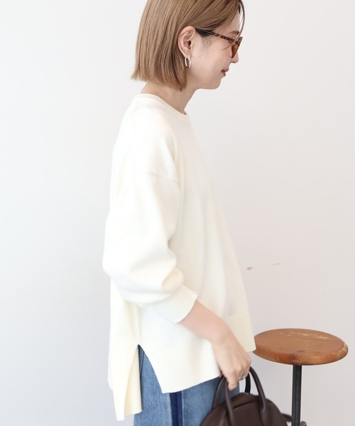 AMERICAN HOLIC（アメリカンホリック）の「【WEB限定】バイパチサイドスリットニットプルオーバー（ニット/セーター・レディース・アイボリー/グレー系その他/ブラック/ブルー・M/L）」の20枚目の写真