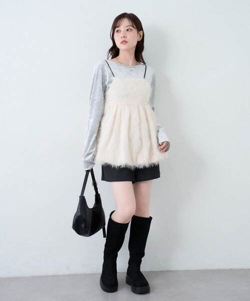 Kastane（カスタネ）の「【2WAY/500mlペットボトル収納可】モチーフハーフムーンBAG（トートバッグ・レディース・ブラウン/アイボリー/ブラック・FREE）」の16枚目の写真