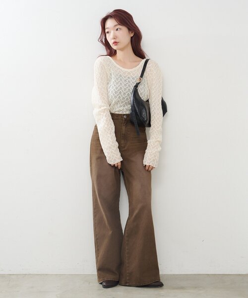 Kastane（カスタネ）の「【2WAY/500mlペットボトル収納可】モチーフハーフムーンBAG（トートバッグ・レディース・ブラウン/アイボリー/ブラック・FREE）」の17枚目の写真