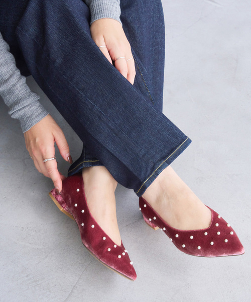 セール】ポインテッドパールスタッズフラット（その他シューズ）｜LE