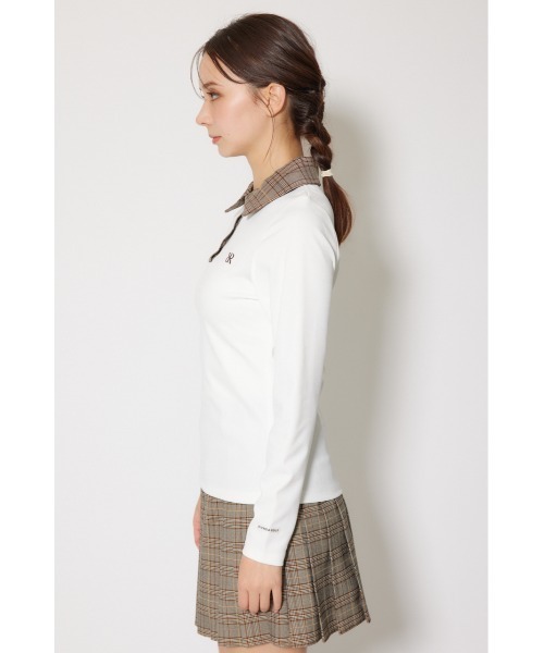 新発売！【RIENDA GOLF】襟付きコンパクトトップス 秋服 冬服　柄WHT RIENDA GOLF】襟付きコンパクトカットトップス 秋服 冬服（Tシャツ