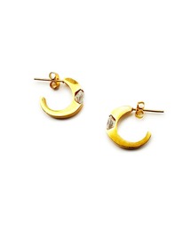 KISHOKACHI 希少価値 クレッセントムーンストーンデザインフープステンレスピアス
