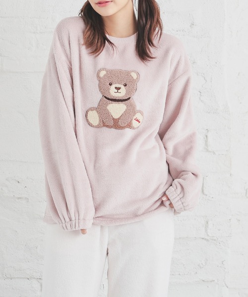 Honeys（ハニーズ）の「【ハニぽか】アニマル刺繍ルームウェア（上下セット）（ルームウェア/パジャマ・レディース・アイボリー/ブルー系/ピンク系・S/M/LL/L）」の3枚目の写真