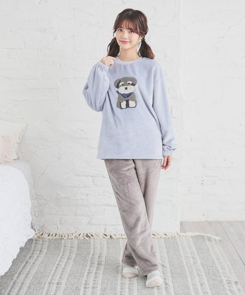 Honeys（ハニーズ）の「【ハニぽか】アニマル刺繍ルームウェア（上下セット）（ルームウェア/パジャマ・レディース・アイボリー/ブルー系/ピンク系・S/M/LL/L）」の11枚目の写真