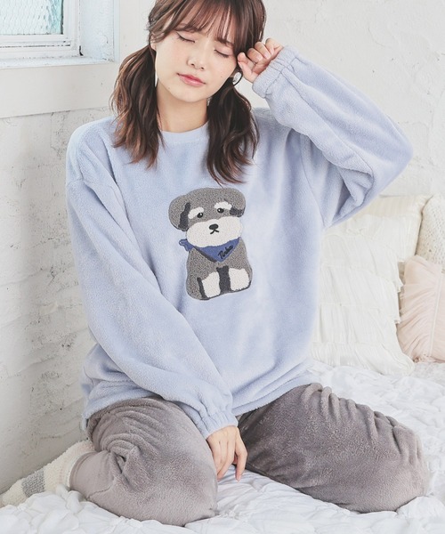 Honeys（ハニーズ）の「【ハニぽか】アニマル刺繍ルームウェア（上下セット）（ルームウェア/パジャマ・レディース・アイボリー/ブルー系/ピンク系・S/M/LL/L）」の13枚目の写真