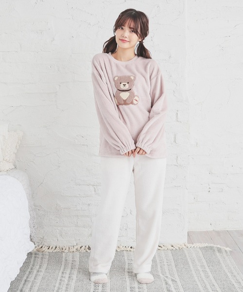 Honeys（ハニーズ）の「【ハニぽか】アニマル刺繍ルームウェア（上下セット）（ルームウェア/パジャマ・レディース・アイボリー/ブルー系/ピンク系・S/M/LL/L）」の16枚目の写真