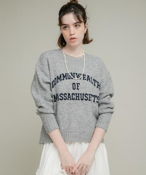 URBAN RESEARCH Sonny Label（アーバンリサーチサニーレーベル）の「『洗濯可』ジャガードロゴニットプルオーバー（ニット/セーター・レディース・ネイビー/モカ/グレー・FREE）」の2枚目の写真