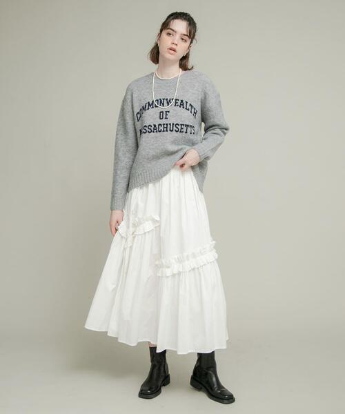 URBAN RESEARCH Sonny Label（アーバンリサーチサニーレーベル）の「『洗濯可』ジャガードロゴニットプルオーバー（ニット/セーター・レディース・ネイビー/モカ/グレー・FREE）」の4枚目の写真