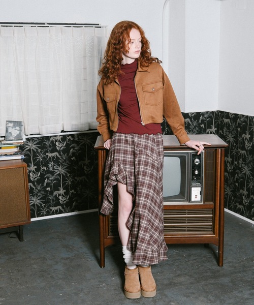 3.3 Field Trip (3.3フィールドトリップ)の「3.3 Field Trip/チェックアシメヘムスカート(スカート・レディース・ブラック/ブラウン/ネイビー・FREE)」の15枚目の写真