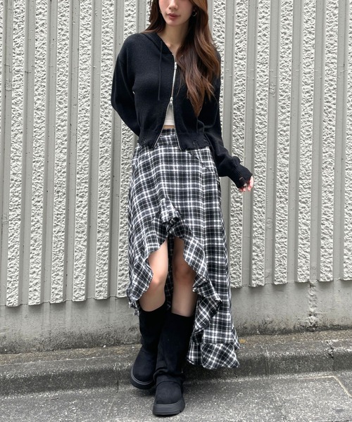 3.3 Field Trip (3.3フィールドトリップ)の「3.3 Field Trip/チェックアシメヘムスカート(スカート・レディース・ブラック/ブラウン/ネイビー・FREE)」の19枚目の写真