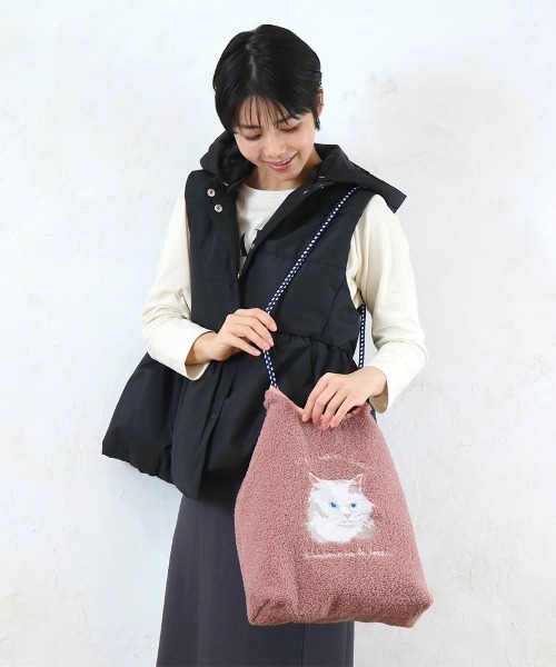 polka polka（ポルカポルカ）の「【 polka polka / ポルカポルカ 】 アニマル刺繍コードトートバッグ　SDI（トートバッグ・レディース・ピンク/ブラウン/グリーン/チャコール/ベージュ/アイボリー・FREE）」の9枚目の写真