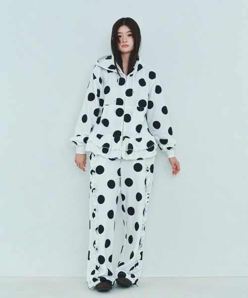 Heather（ヘザー）の「HOLiC ドットフリルスウェットパンツ　600658（スウェットパンツ・レディース・グレー/ネイビー/アイボリー・FREE）」の4枚目の写真