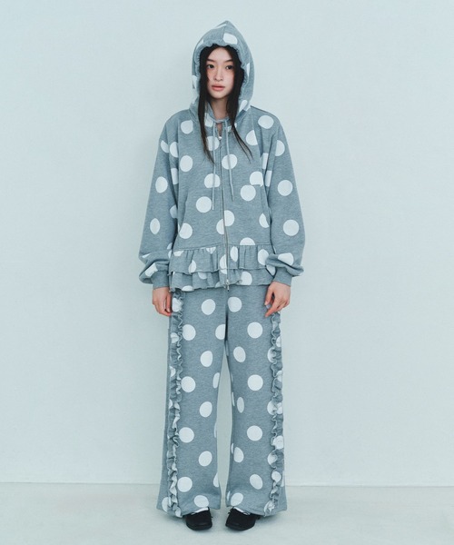 Heather（ヘザー）の「HOLiC ドットフリルスウェットパンツ　600658（スウェットパンツ・レディース・グレー/ネイビー/アイボリー・FREE）」の6枚目の写真