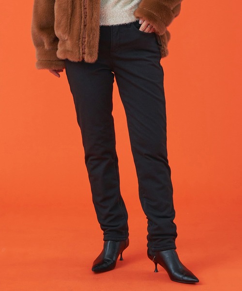 EDWIN(エドウィン)の「EDWIN LADIES 『3層構造であったかい。』デッドエアー BODY FIRE ジャージーズテーパードデニムパンツ【暖】【冬用】(デニムパンツ・レディース・ブラック/インディゴブルー/ダークインディゴブルー・X-SMALL/SMALL/MEDIUM/LARGE)」の2枚目の写真