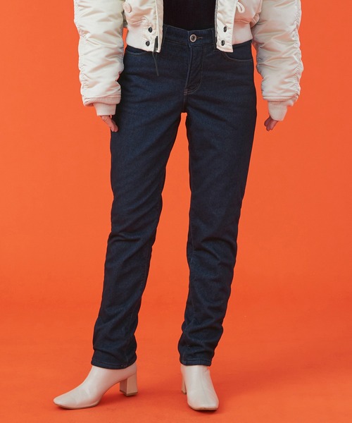 EDWIN(エドウィン)の「EDWIN LADIES 『3層構造であったかい。』デッドエアー BODY FIRE ジャージーズテーパードデニムパンツ【暖】【冬用】(デニムパンツ・レディース・ブラック/インディゴブルー/ダークインディゴブルー・X-SMALL/SMALL/MEDIUM/LARGE)」の4枚目の写真