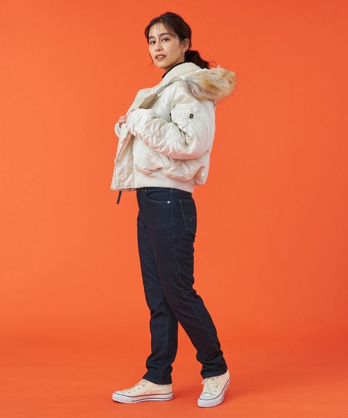 EDWIN(エドウィン)の「EDWIN LADIES 『3層構造であったかい。』デッドエアー BODY FIRE ジャージーズテーパードデニムパンツ【暖】【冬用】(デニムパンツ・レディース・ブラック/インディゴブルー/ダークインディゴブルー・X-SMALL/SMALL/MEDIUM/LARGE)」の18枚目の写真