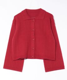 襟付き」に該当するカーディガン/ボレロ（レッド/赤色系）ファッション